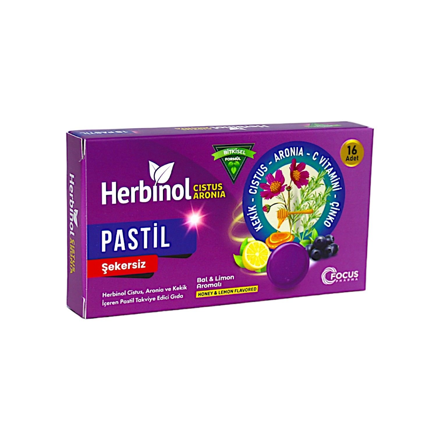 Herbinol Cistus Aronia İçeren Şekersiz 16 Pastil