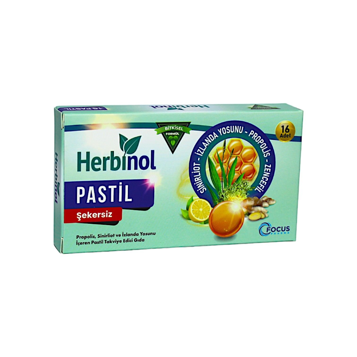 Herbinol Propolis İçeren Şekersiz 16 Pastil