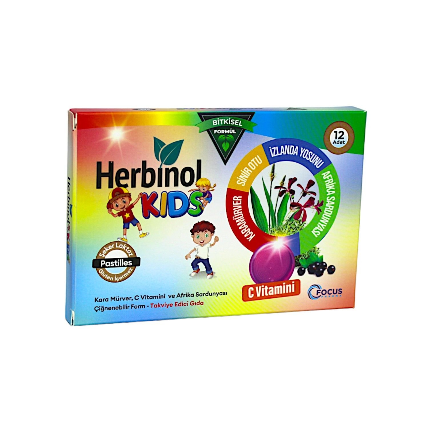 Herbinol Kids Karamürver İçeren Şekersiz 12 Pastil