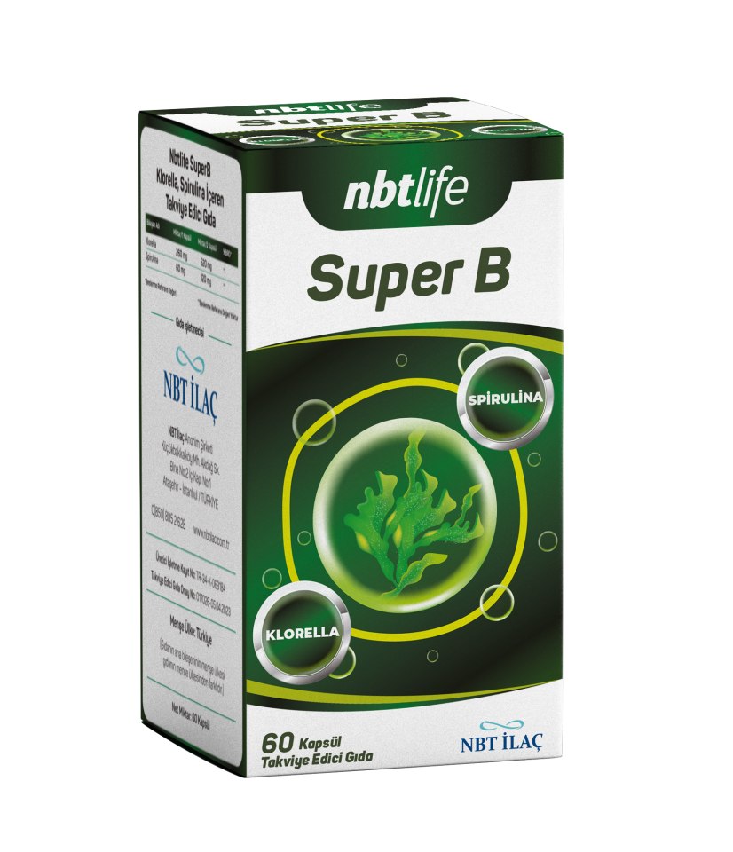 NBT Super B Spirulina Klorella 60 Kapsül (SKT:09/2026)