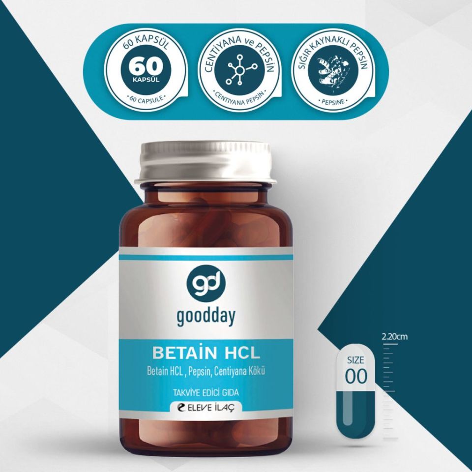 Goodday Betain HCL Pepsin 60 Kapsül (SKT: 09/2026)