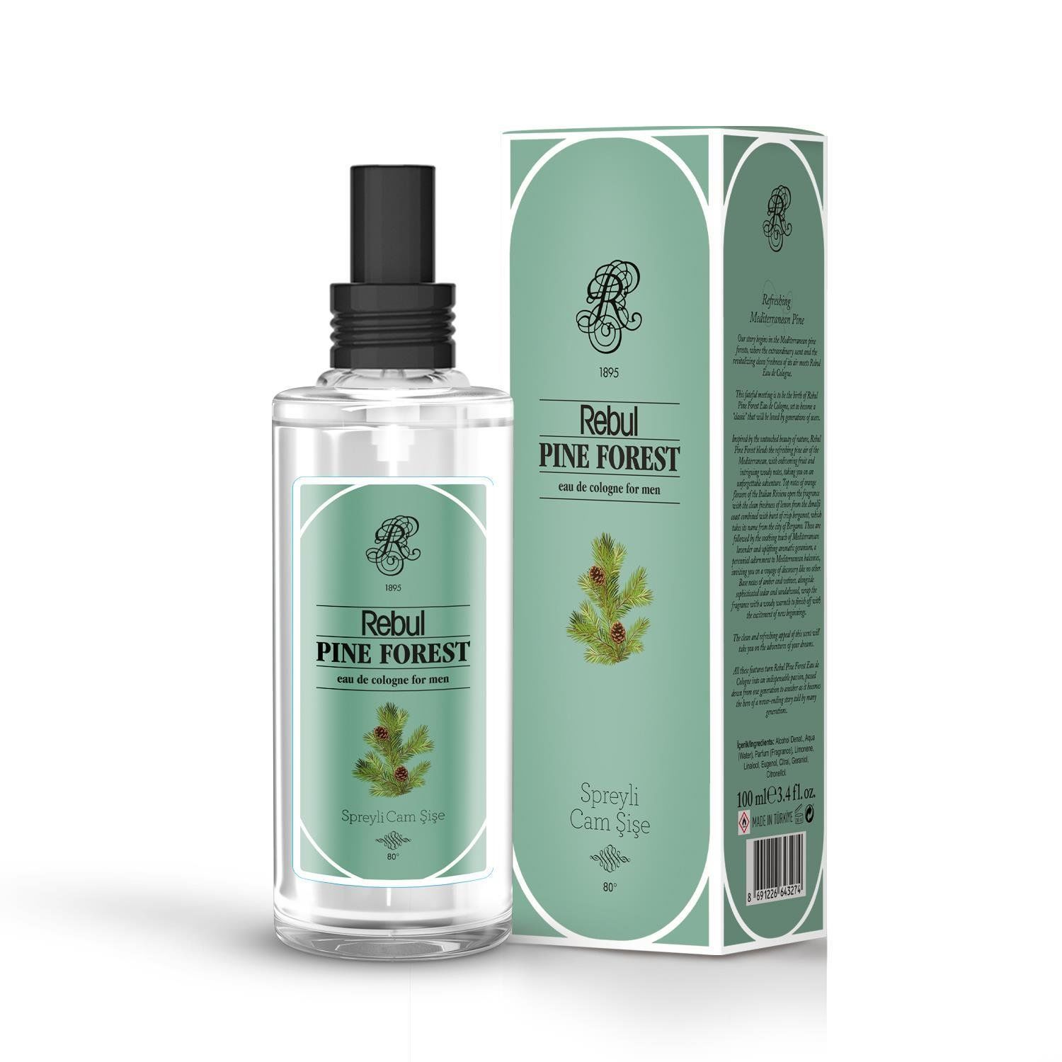 Rebul Pine Forest Spreyli Cam Şişe Kolonya 100 ml