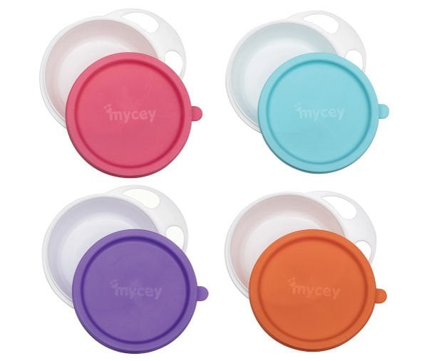 Mycey Bebek Kapaklı Mama Tabağı 6+ Ay (Mor)