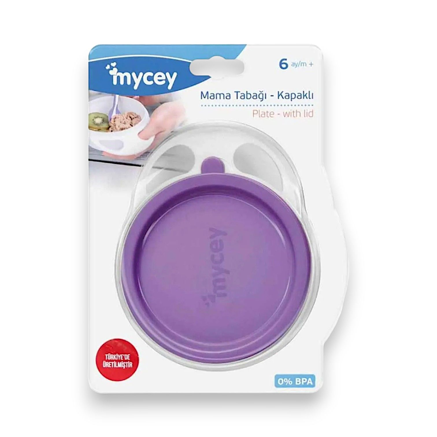 Mycey Bebek Kapaklı Mama Tabağı 6+ Ay (Mor)