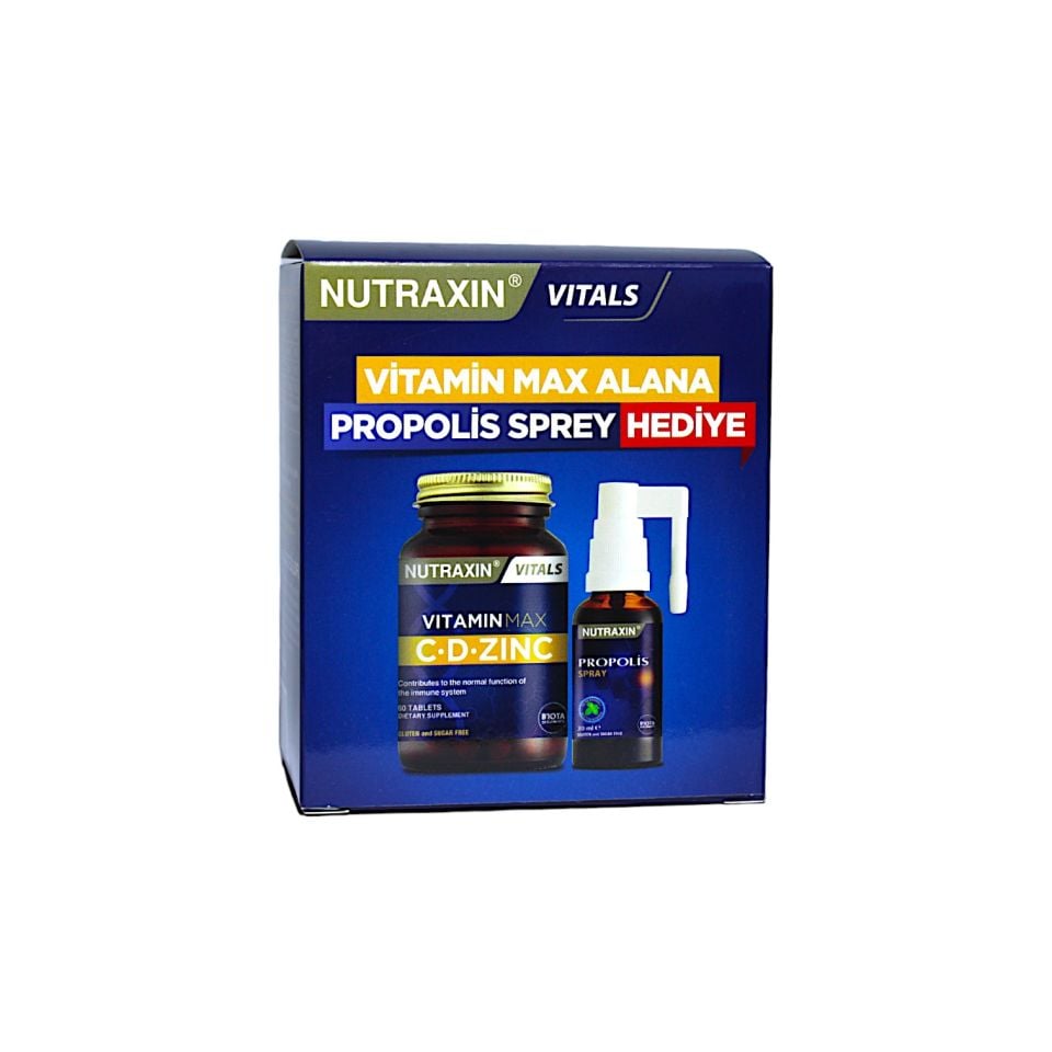 Nutraxin Vitamin Max C, D, Çinko 60 Tablet (Propolis Sprey Hediyeli Kofre)