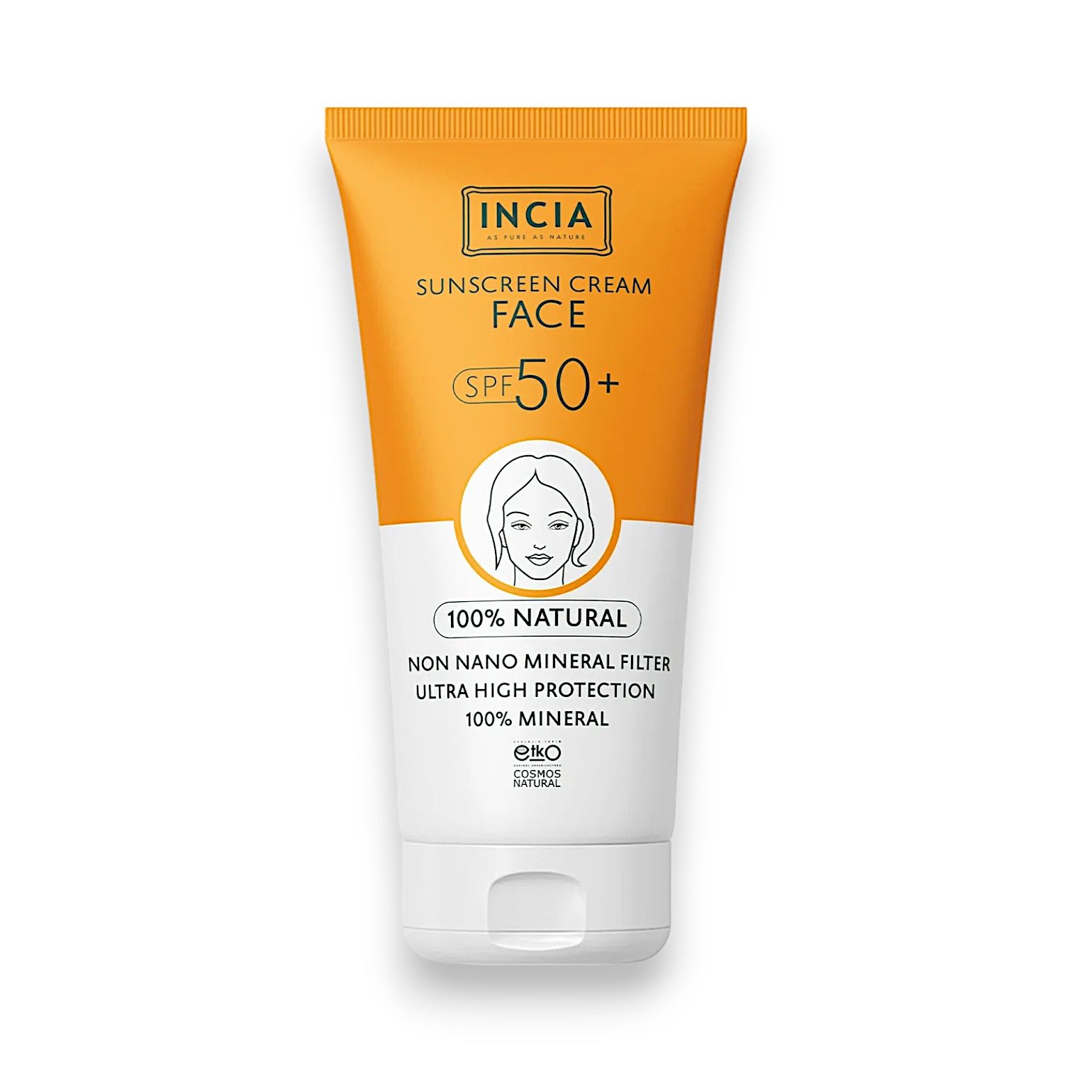 Incia Yüz İçin Doğal Güneş Kremi 50 SPF+ 50 ml