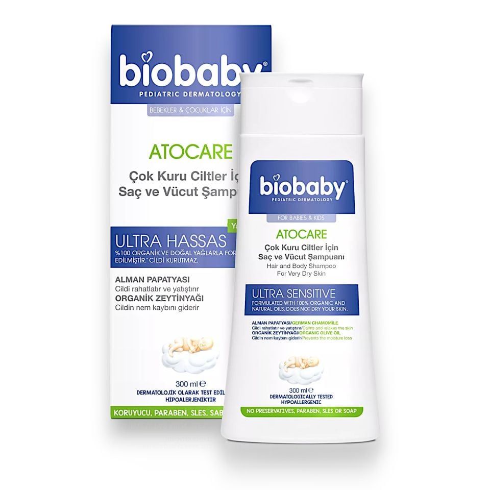 Biobaby Atocare Çok Kuru Ciltler İçin Saç ve Vücut Şampuanı 300 ml