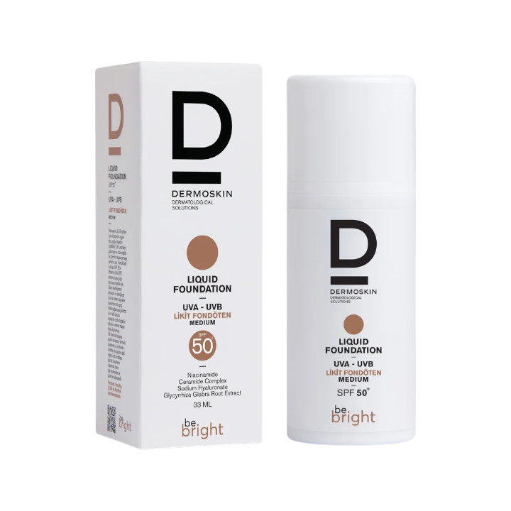 Dermoskin Be Bright Spf50+ Likit Fondöten 33 mL  (Medium)