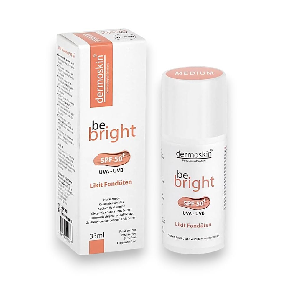Dermoskin Be Bright Spf50+ Likit Fondöten 33 mL  (Medium)