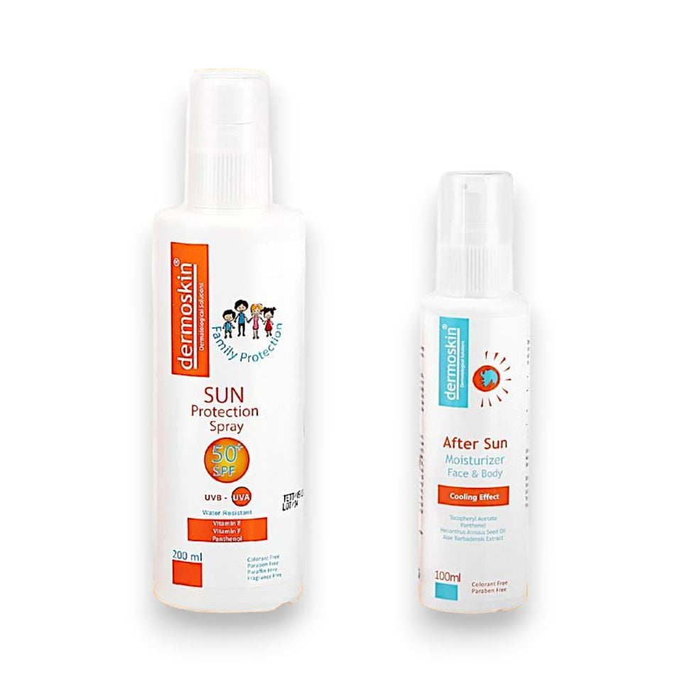 Dermoskin Aile Boyu Güneş Koruyucu Set Kofre (Sprey+Güneş Sonrası)