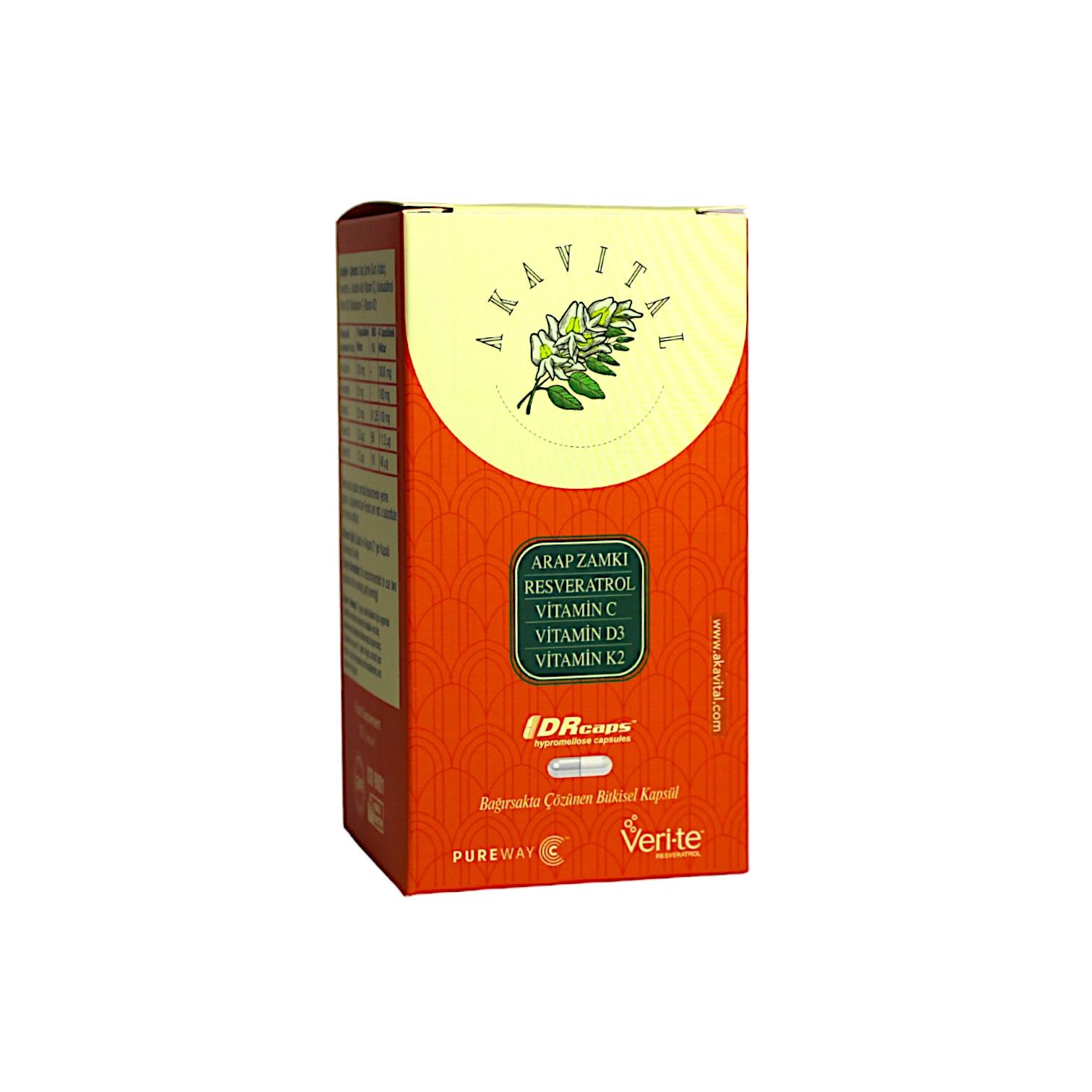 Akavital Arap Zamkı Resveratrol İçeren Takviye Edici Gıda 110 Bitkisel Kapsül