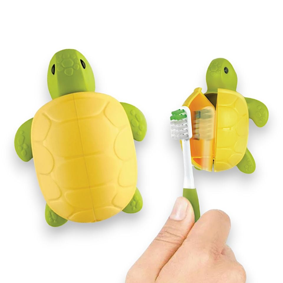 Flipper Hijyenik Diş Fırçası Saklama Kabı + Çocuk Diş Fırçası Seti - Kaplumbağa