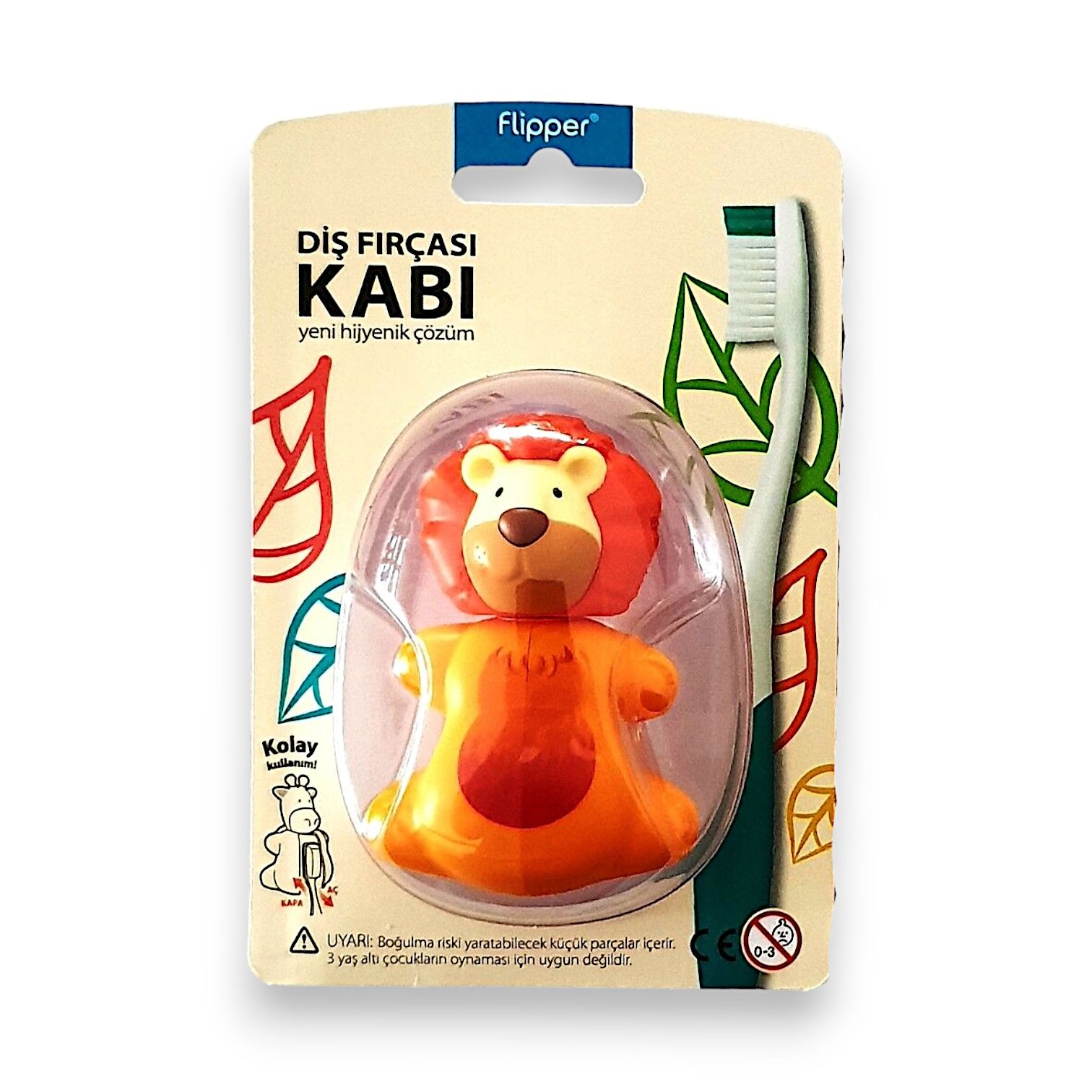 Flipper Hijyenik Diş Fırçası Saklama Kabı - Aslan