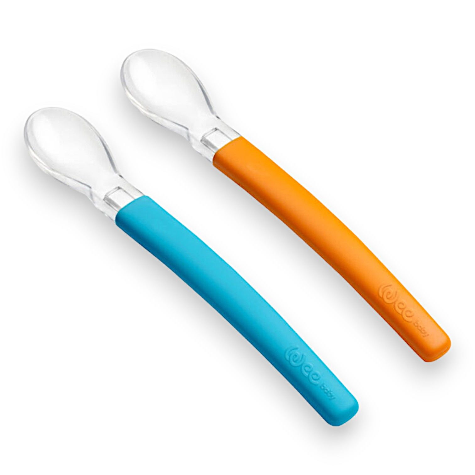 Wee Baby Silikon Mama Kaşığı 2'li - Mavi & Turuncu