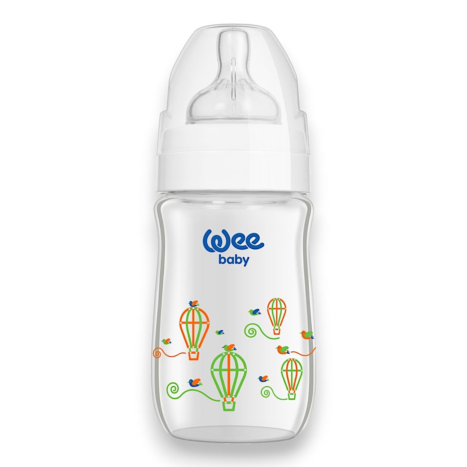 Wee Baby Klasik+ Geniş Ağızlı Isıya Dayanıklı Cam Biberon 180 ml - Beyaz