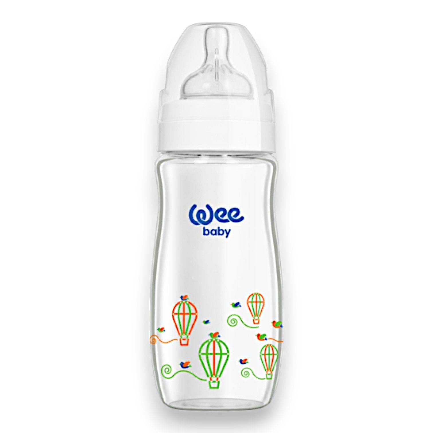 Wee Baby Klasik+ Geniş Ağızlı Isıya Dayanıklı Cam Biberon 280 ml - Beyaz