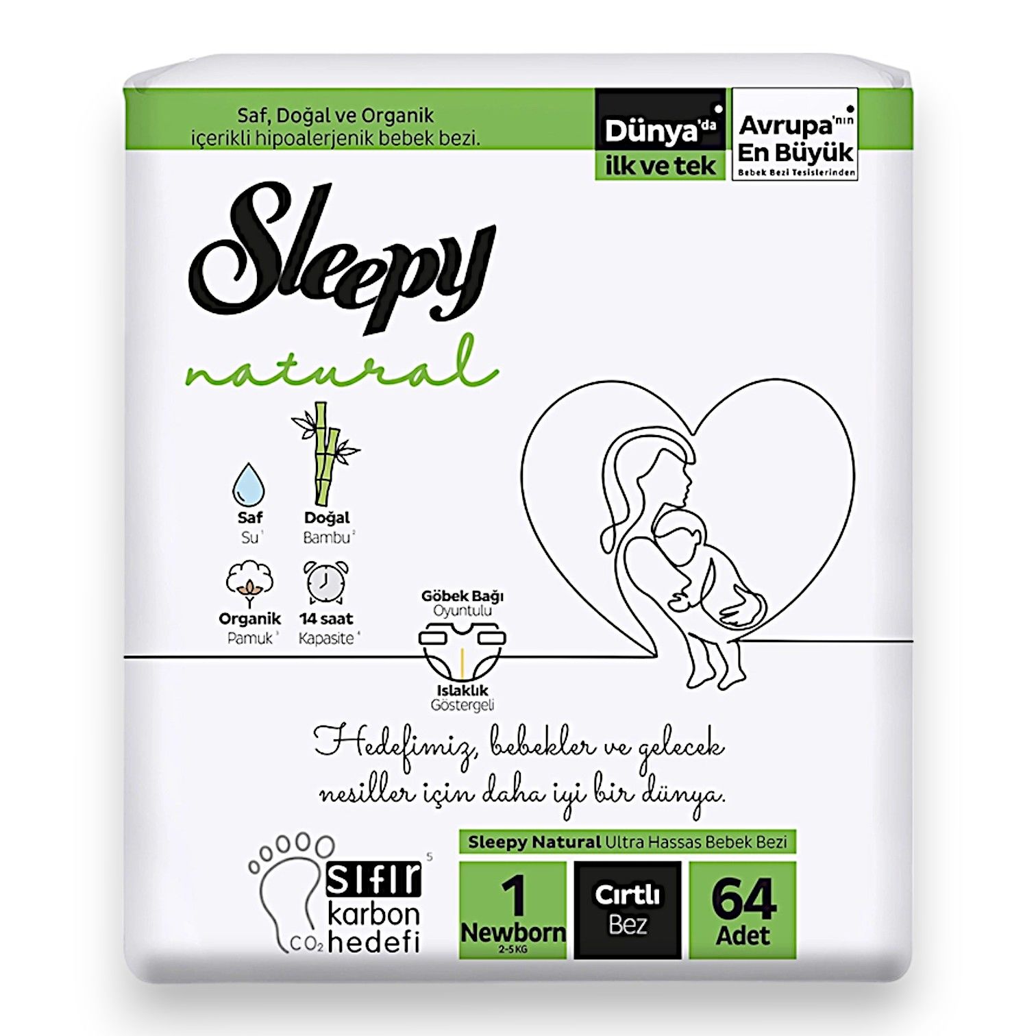 Sleepy Natural Bebek Bezi No:1 Yenidoğan (2-5 Kg) 64'lü