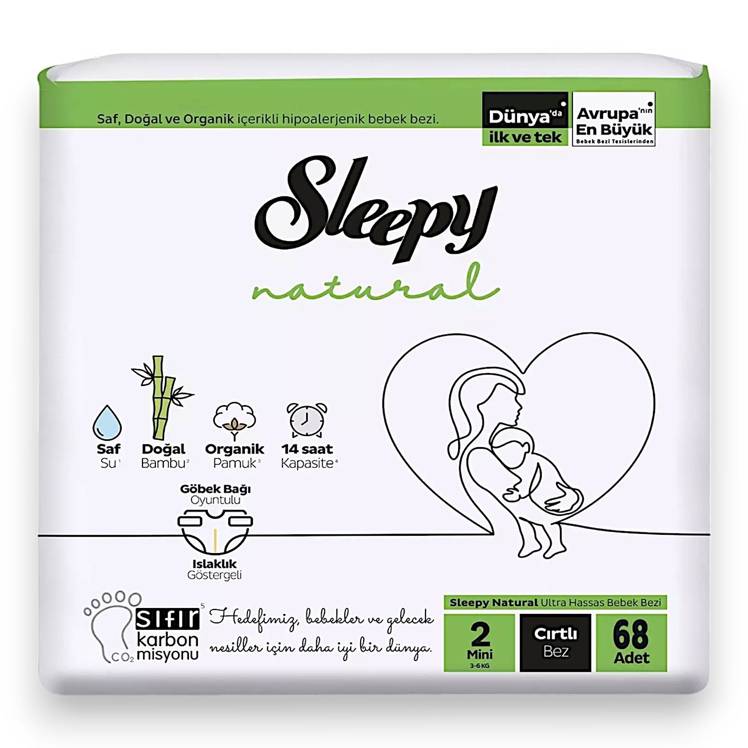 Sleepy Natural Bebek Bezi No: 2 Mini (3-6 Kg) 68'li