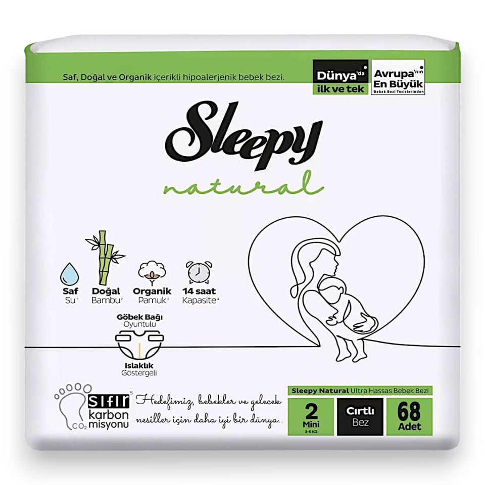 Sleepy Natural Bebek Bezi No: 2 Mini (3-6 Kg) 68'li