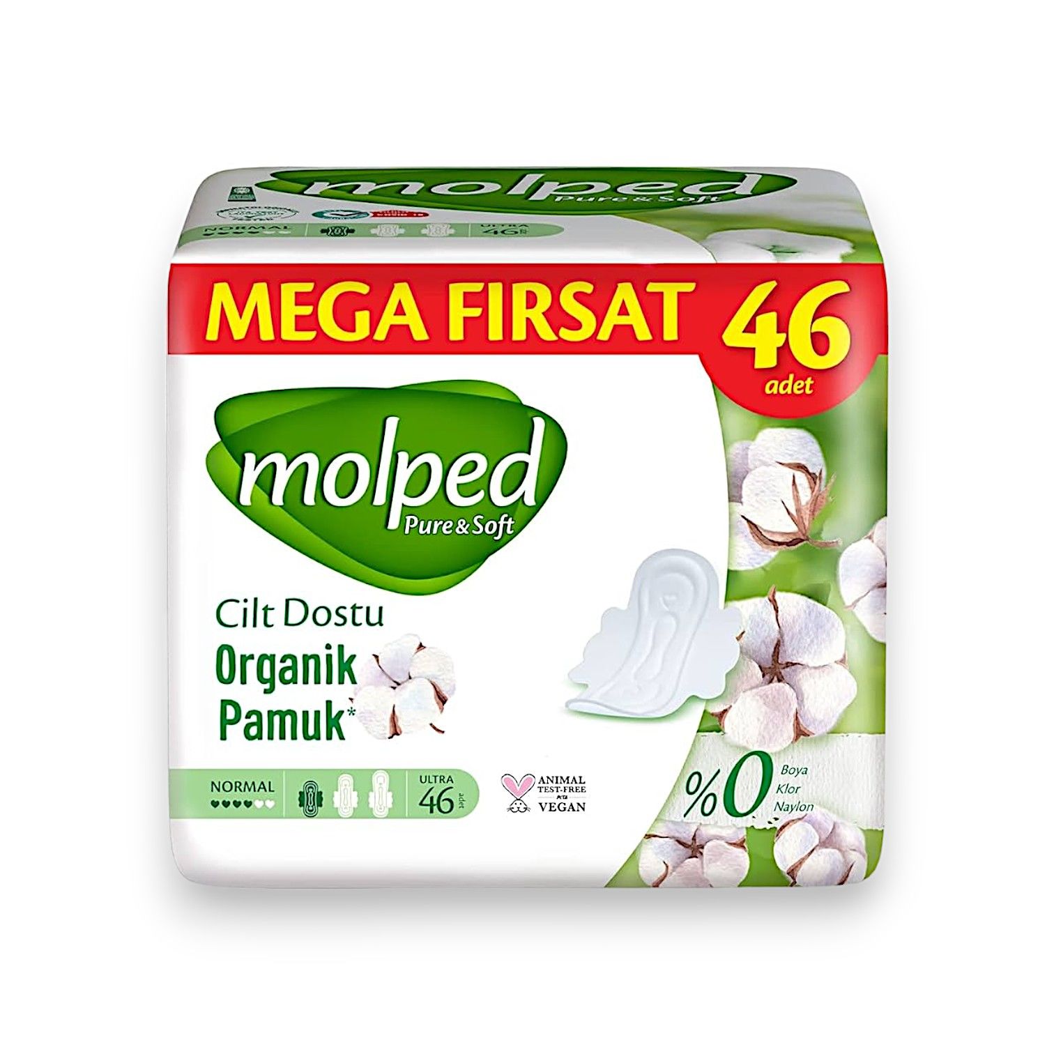 Molped Pure&Soft Hijyenik Ped Normal Mega Fırsat 46'lı