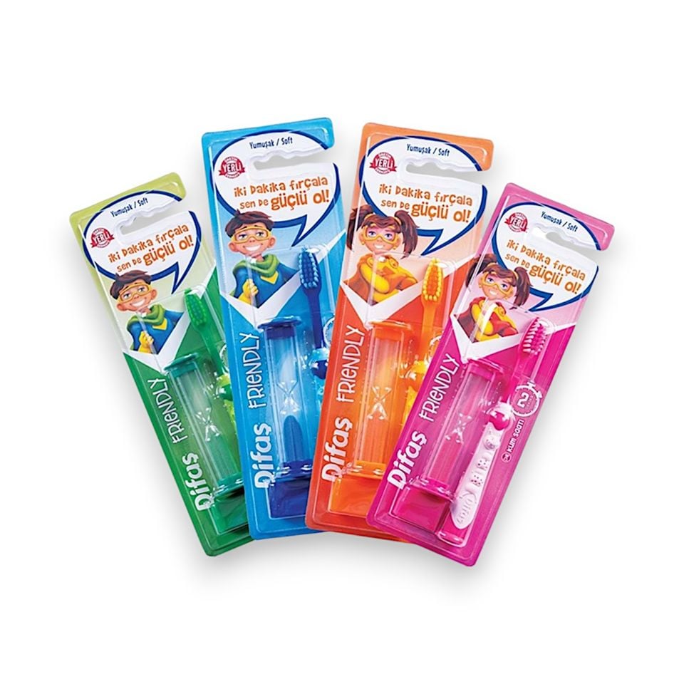 Difaş Friendly Çocuk Diş Fırçası Yumuşak + Kum Saatli