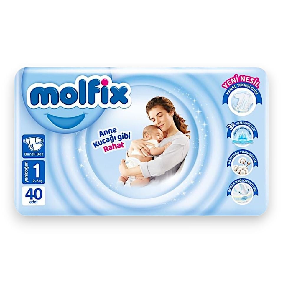 Molfix Yenidoğan Bebek Bezi 1 Numara 2-5 Kg 40 Adet