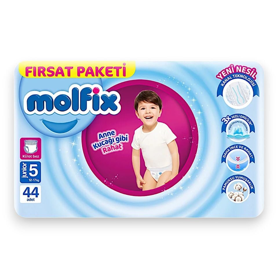 Molfix Yenidoğan Bebek Bezi 5 Numara 12-17 Kg 44 Adet