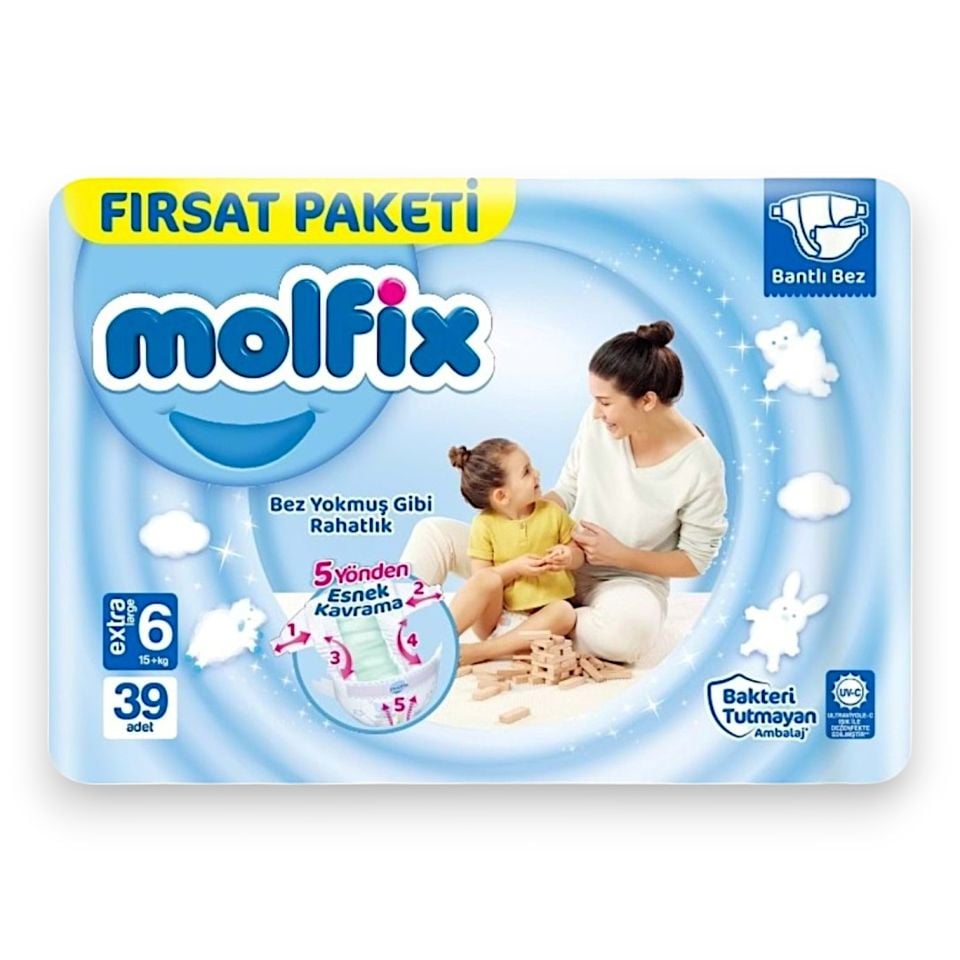 Molfix Yenidoğan Bebek Bezi 6 Numara 15+ Kg 39 Adet