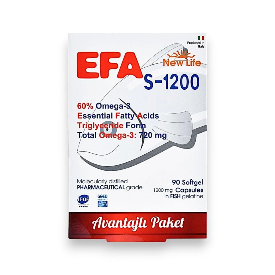 New Life EFA S-1200 mg Omega 3 - 90 Kapsül Avantajlı Paket