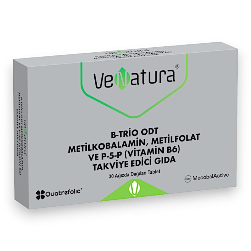 VeNatura B-Trio ODT Metilkobalamin Metil Folat ve Vitamin B6 30 Tablet