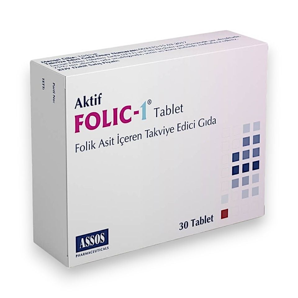 Assos Aktif Folic-1 Folik Asit İçeren Takviye Edici Gıda 30 tablet