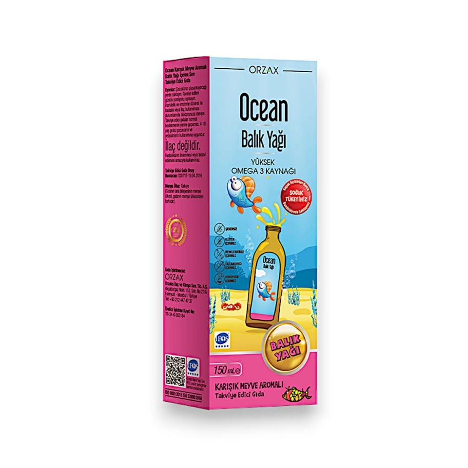 Ocean Karışık Meyve Aromalı Balık Yağı Surubu 150 mL