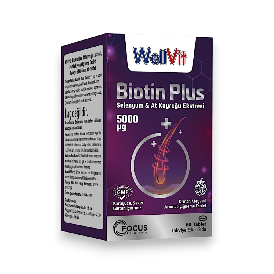 Wellvit Biotin Plus 60 Çiğneme Tablet