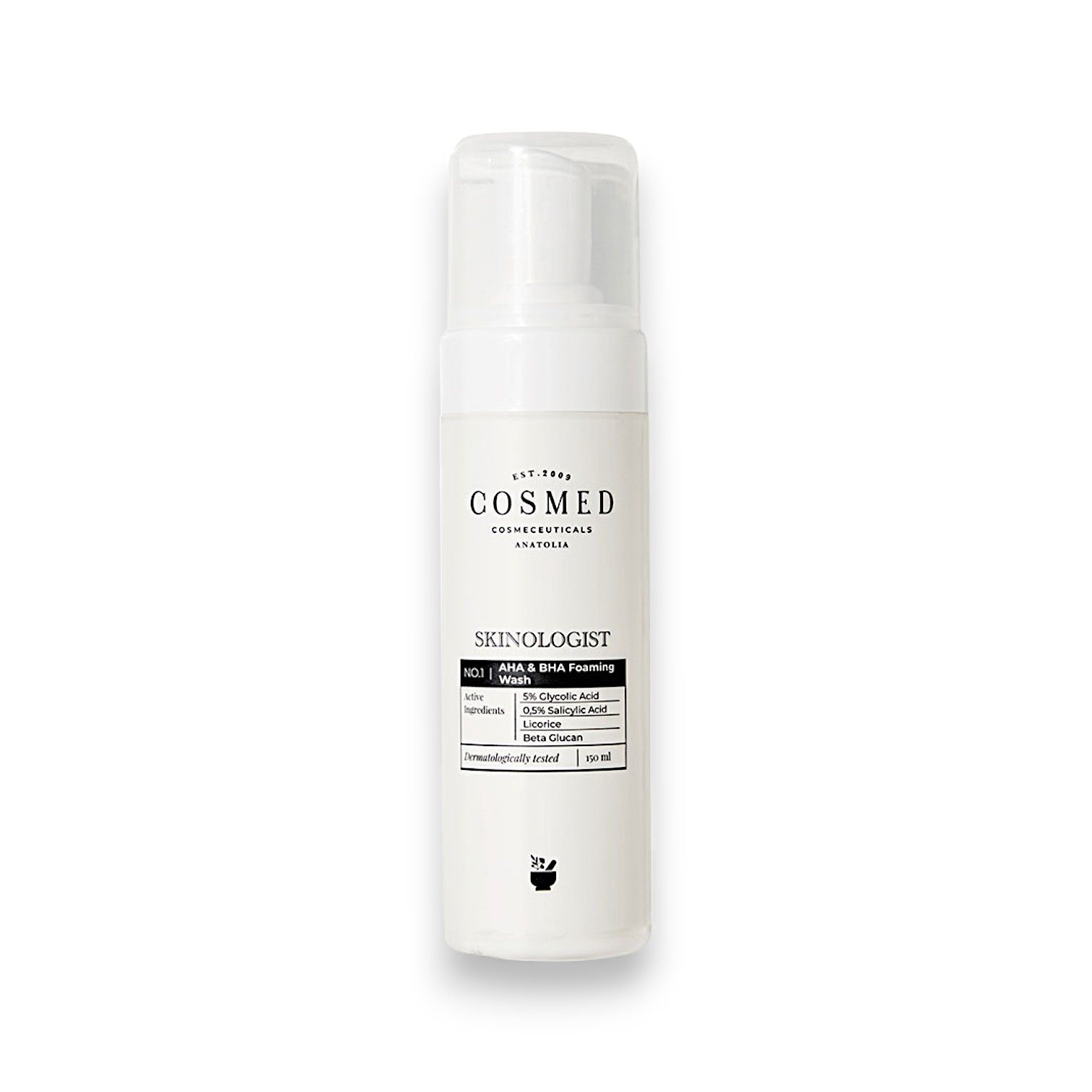 Cosmed Skinologist AHA & BHA Foaming Wash - Asit İçerikli Yüz ve Vücut Temizleme Köpüğü Akneye Eğilimli Yağlı/Karma Ciltler İçin Köpük Temizleyici 150 ml