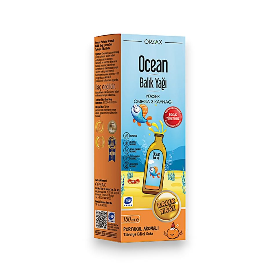 Ocean Portakal Aromalı Balık Yağı Şurubu 150 mL