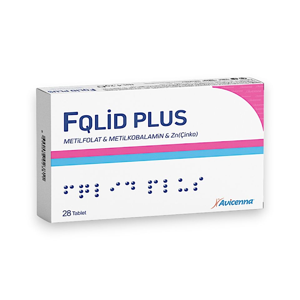 Avicenna Fqlid Plus Metilfolat - Metilkobalamin - Çinko İçeren 28 Tablet (SKT:12/2026)