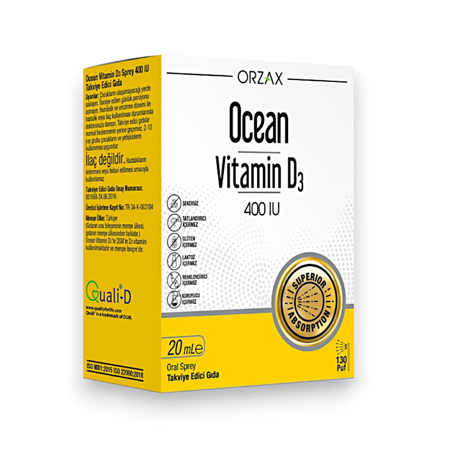 Ocean Vitamin D3 400 IU Oral Sprey 20 mL