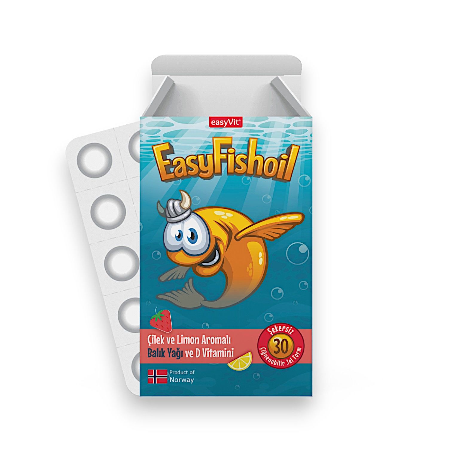 EasyFishoil Omega 3 ve Vitamin D İçeren Çilek ve Limon Aromalı 30 Çiğnenebilir Jel