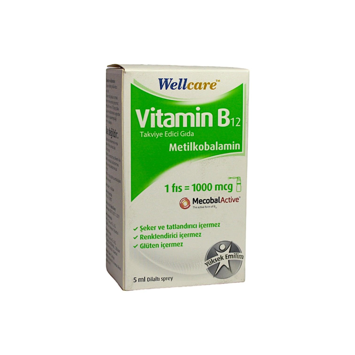 Wellcare Vitamin B12 1000 mcg 5 mL Dilaltı Sprey