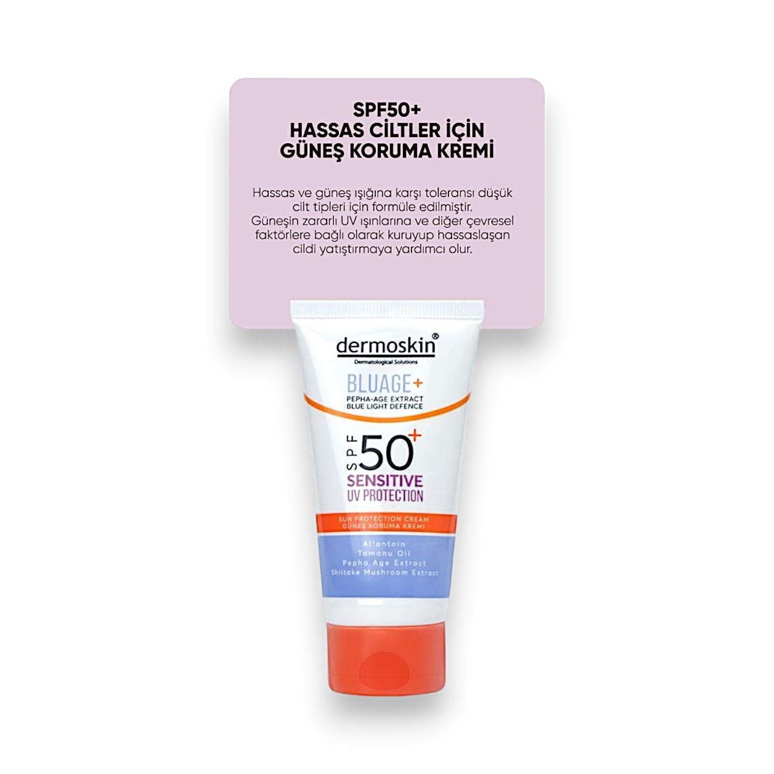 Dermoskin Bluage+ SPF50+ Hassas Ciltler İçin Güneş Kremi 50 mL