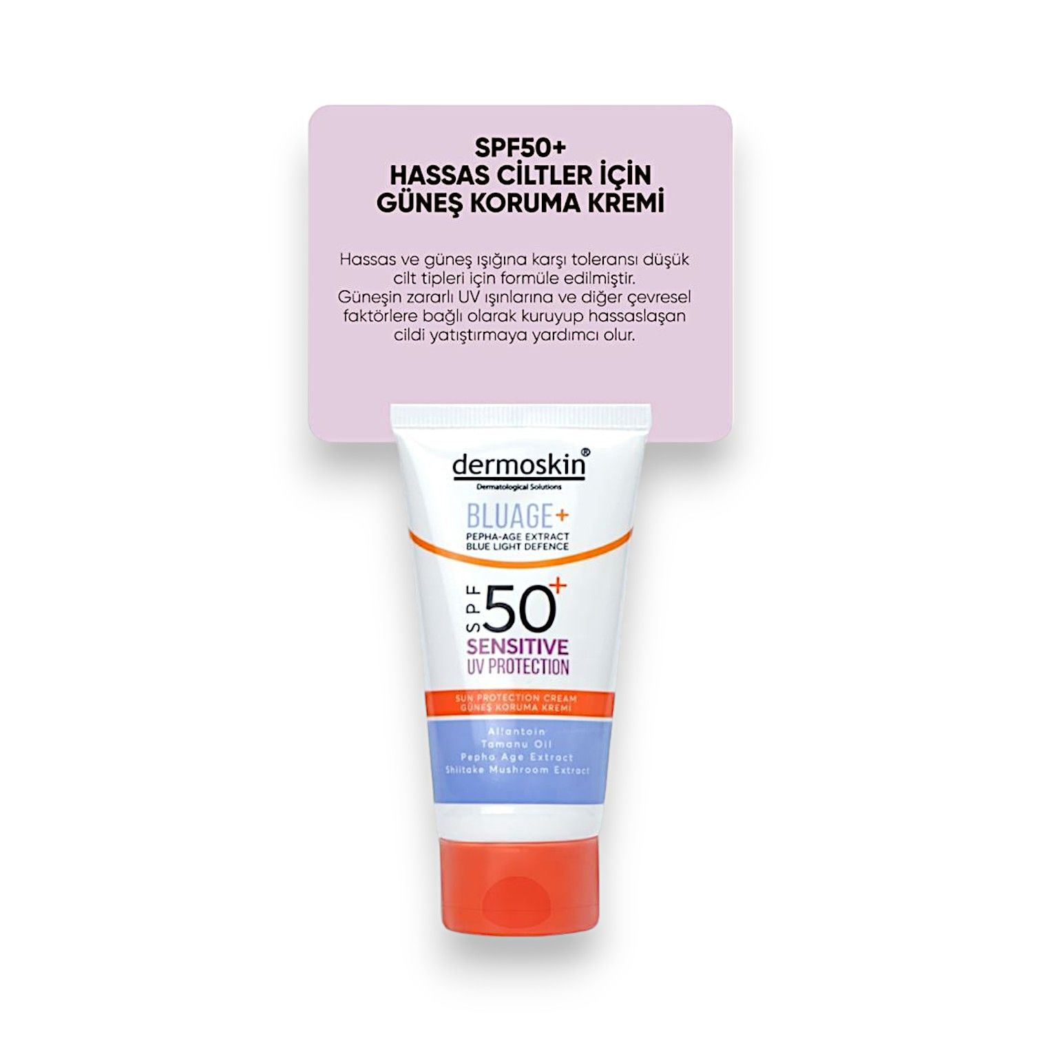 Dermoskin Bluage+ SPF50+ Hassas Ciltler İçin Güneş Kremi 50 mL