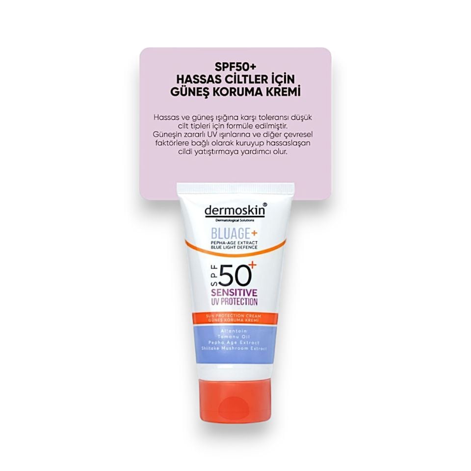 Dermoskin Bluage+ SPF50+ Hassas Ciltler İçin Güneş Kremi 50 mL