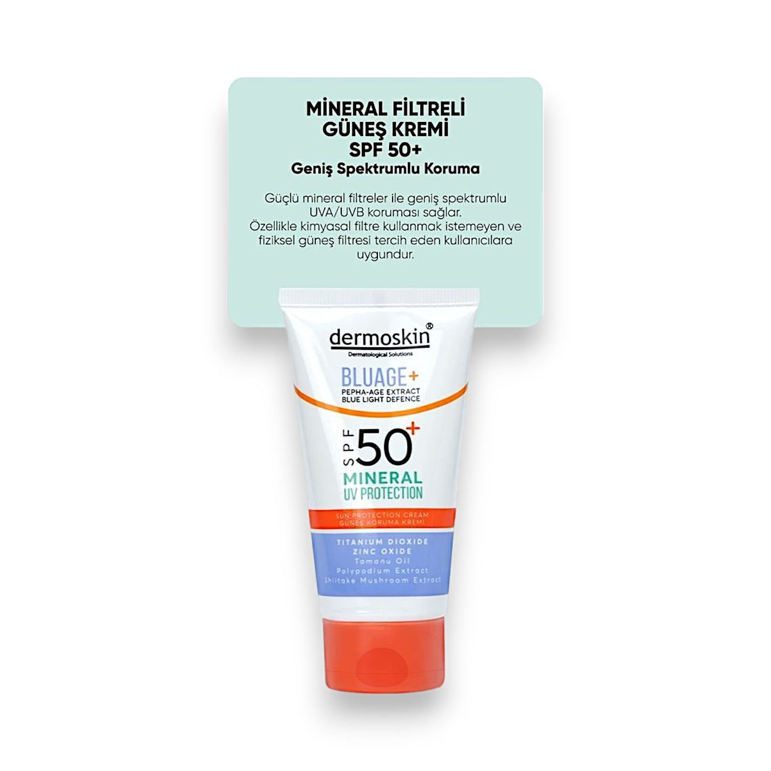 Dermoskin Bluage+ SPF50+ Mineral Filtreli Güneş Koruma Kremi 50 ml