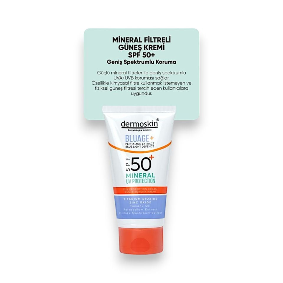 Dermoskin Bluage+ SPF50+ Mineral Filtreli Güneş Koruma Kremi 50 ml