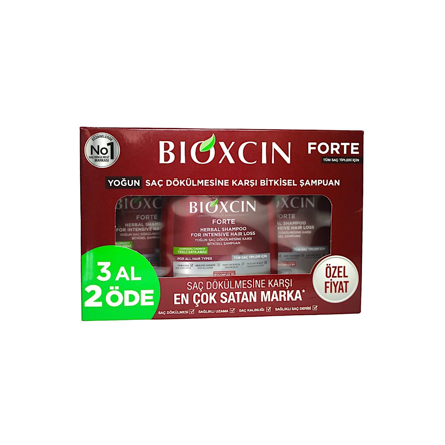 Bioxcin Forte Yoğun Saç Dökülmesine Karşı Bitkisel Şampuanı 300 mL 3 AL 2 ÖDE