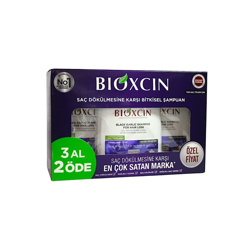Bioxcin Saç Dökülmesine Karşı Siyah Sarımsak Şampuanı 300 mL 3 AL 2 ÖDE