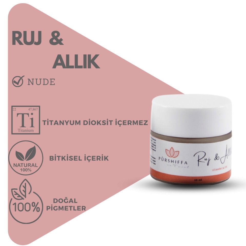 Pürshiffa Bitkisel İçerikli Doğal Ruj Allık 5 GR (Kavanoz) Nude Soft
