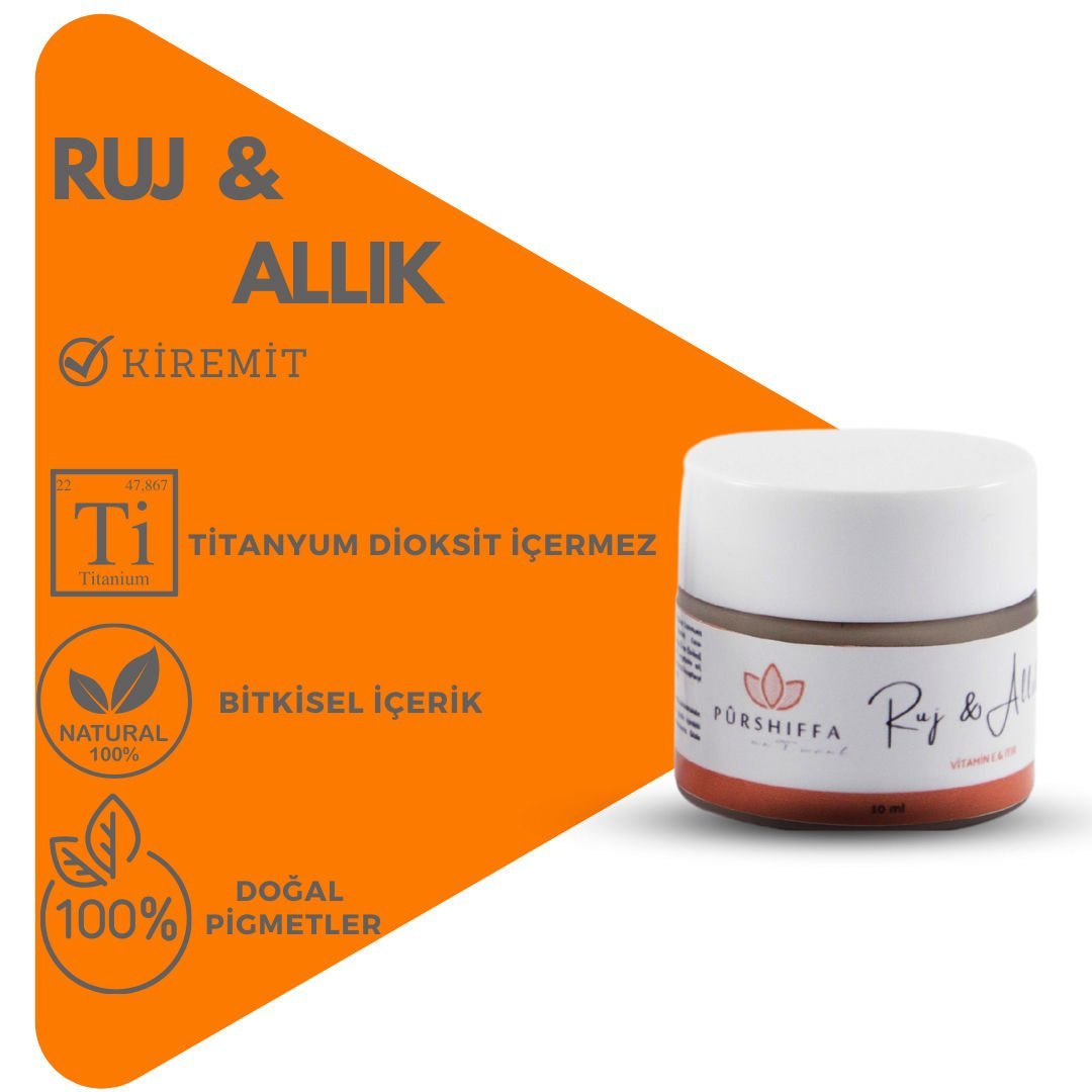 Pürshiffa Bitkisel İçerikli Doğal Ruj Allık 5 GR (Kavanoz) Kiremit Ton