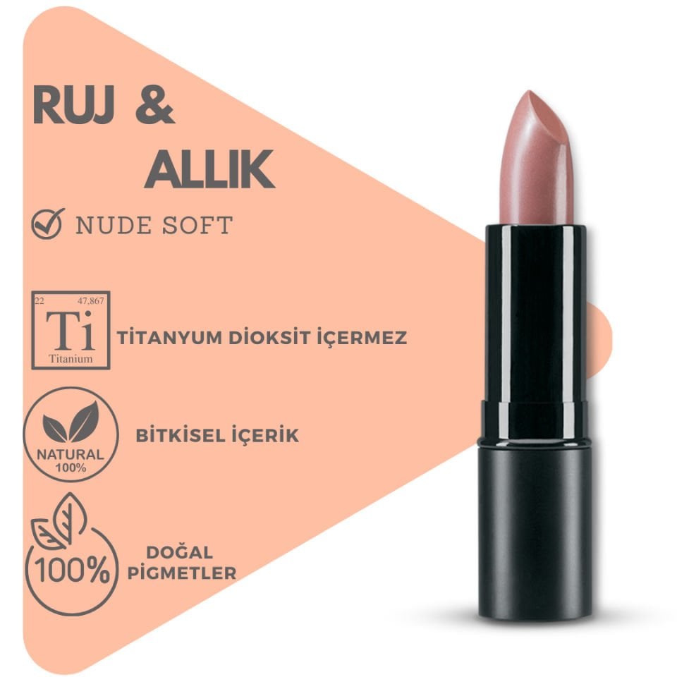 Pürshiffa Bitkisel İçerikli Doğal Ruj Allık 5 GR (Stick) Nude Ton