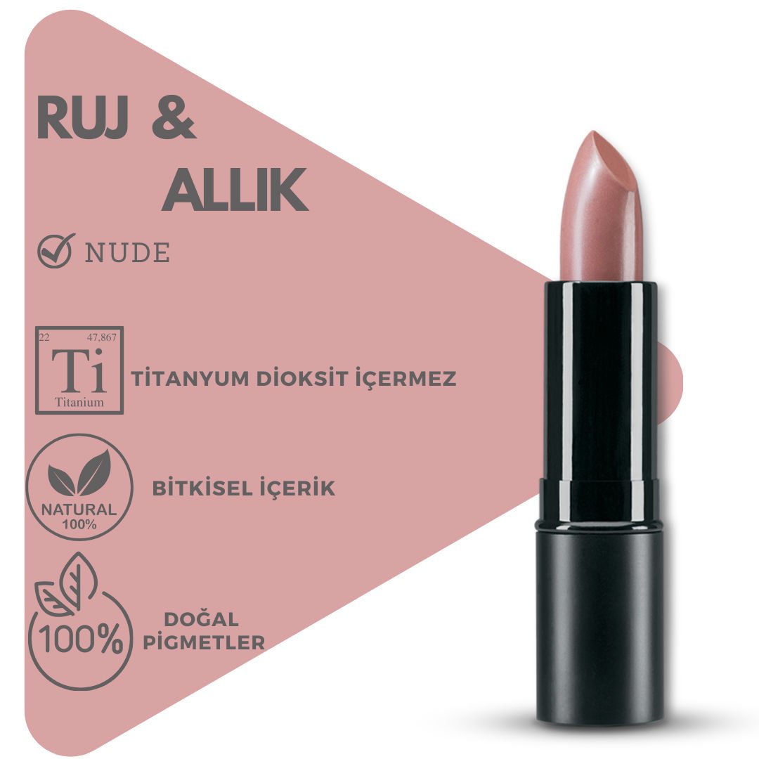 Pürshiffa Bitkisel İçerikli Doğal Ruj Allık 5 GR (Stick) Nude Ton